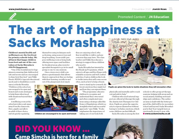 The art of happiness at Sacks Morasha